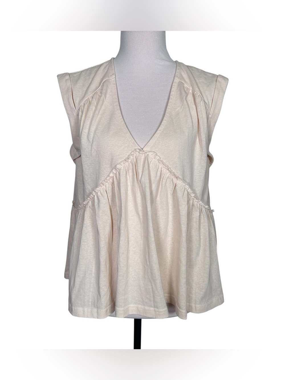 Magnolia Boutique Lena’s Carefree Afternoon Babydoll Top Cream S Ruffle Boho